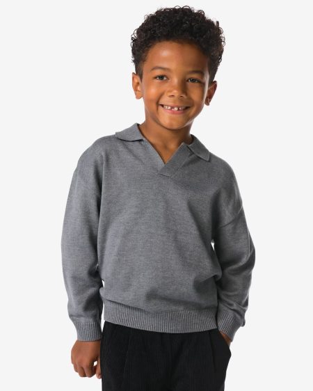 HEMA HEMA Kindertrui Fijngebreid Donkergrijs (donkergrijs)