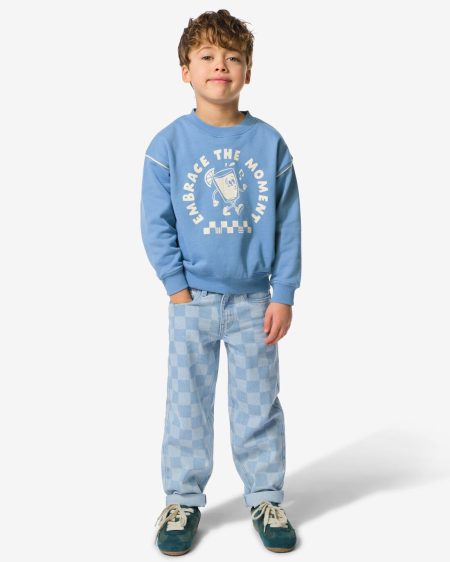 HEMA HEMA Kinderjeans Straight Fit Blokken Lichtblauw (lichtblauw)