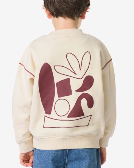 HEMA HEMA Kindertrui Sweatstof Print Ecru (ecru)