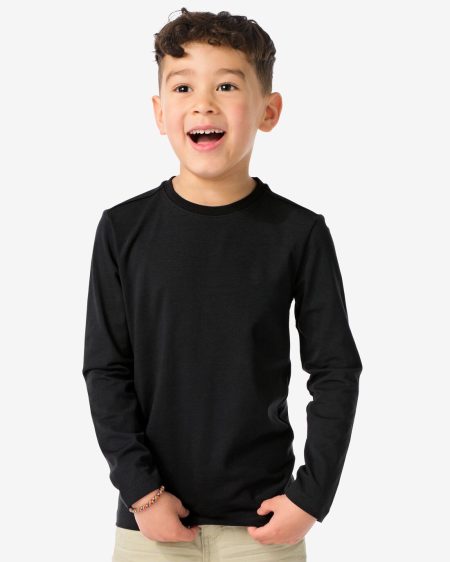 HEMA HEMA Kinder Basis T-shirts Stretch Katoen - 2 Stuks Zwart (zwart)