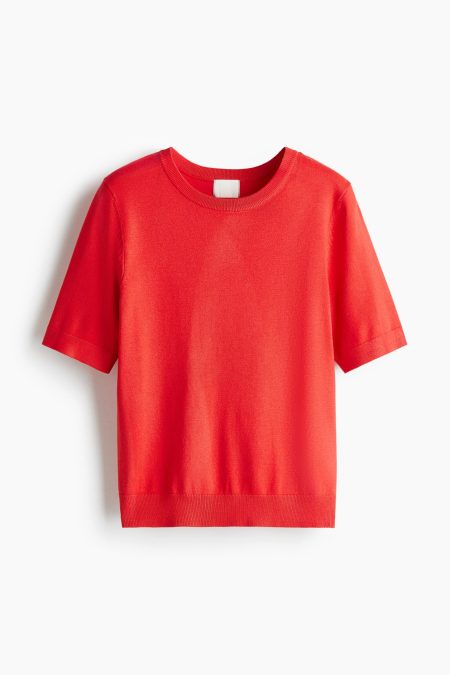 H & M - Fijngebreide top - Rood