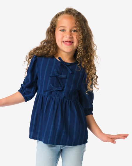 051 Kinderblouse Strepen Donkerblauw (donkerblauw)