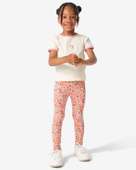 051 Kinderleggings Rib Bloemen - 2 Stuks Lavendel (lavendel)