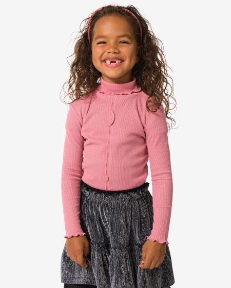 HEMA HEMA Kindertop Rib Glitter Roze (roze)