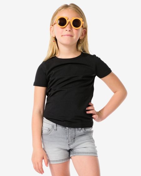 HEMA HEMA Kinder T-shirts Biologisch Katoen - 2 Stuks Zwart (zwart)