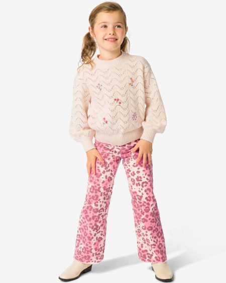 HEMA HEMA Kinderjeans Wijd Dieren Roze (roze)