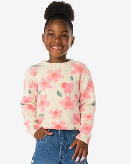 051 Kindertrui Bloemen Ecru (ecru)