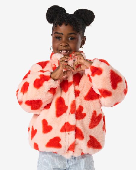 051 Kinderjas Teddy Hartjes Roze (roze)