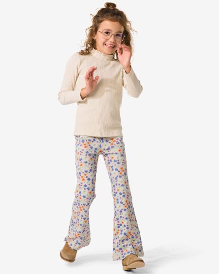 HEMA Kinderlegging Flared Fit Bloemen Gebroken Wit (gebroken wit)