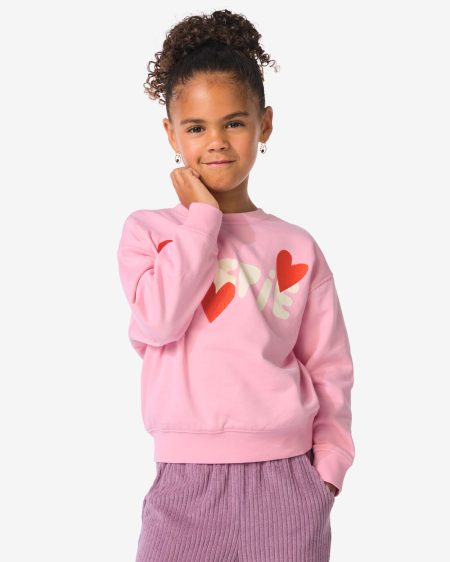 HEMA HEMA Kindertrui Sweatstof Hartjes Roze (roze)