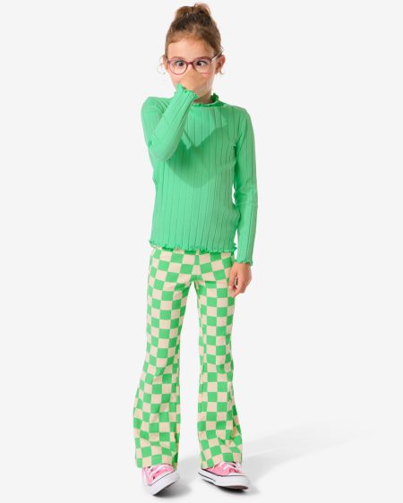 HEMA Kinderlegging Flared Rib Geblokt Groen (groen)