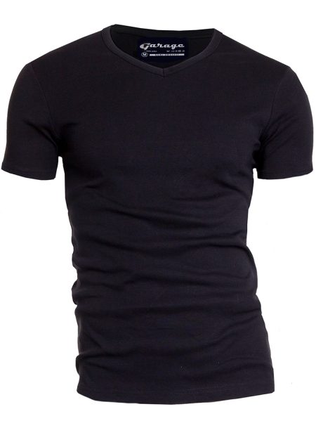 Garage Semi Bodyfit T-shirt V-neck Basic T-shirts Black