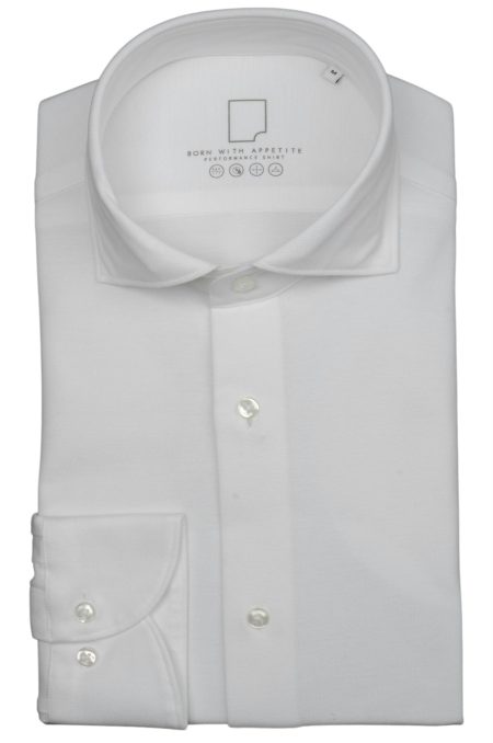 Born with Appetite Casual hemd lange mouw seymour knitted pique shirt w 00007se78/100 white