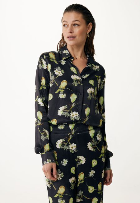 Blouse met Peren print Zwart