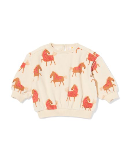 HEMA Babysweater Velours Paarden Ecru (ecru)