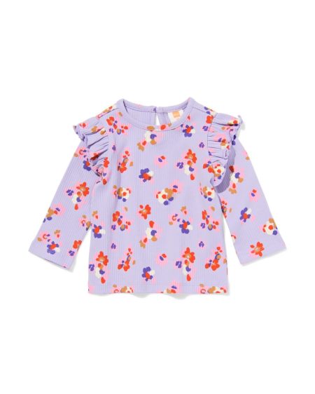 HEMA Babyshirt Volant Bloemen Paars (paars)