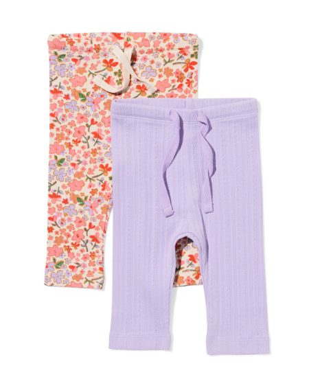 HEMA Babylegging Bloemen Bloemen - 2 Stuks Paars (paars)