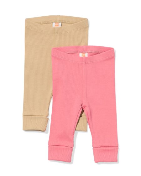 HEMA HEMA Baby Meegroeileggings Rib - 2 Stuks Roze (roze)