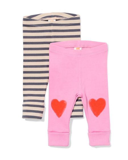 HEMA Baby Meegroeileggings Rib Hartjes Roze (roze)
