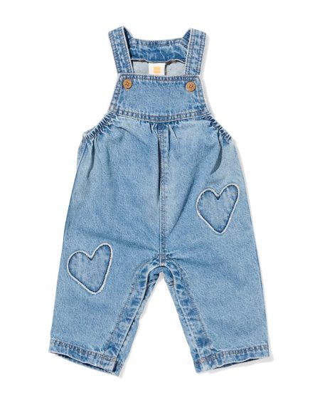 HEMA HEMA Babytuinbroek Denim Hartjes Denim (denim)