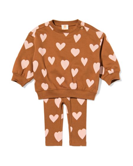 051 Baby Kledingset Hartjes Bruin (bruin)