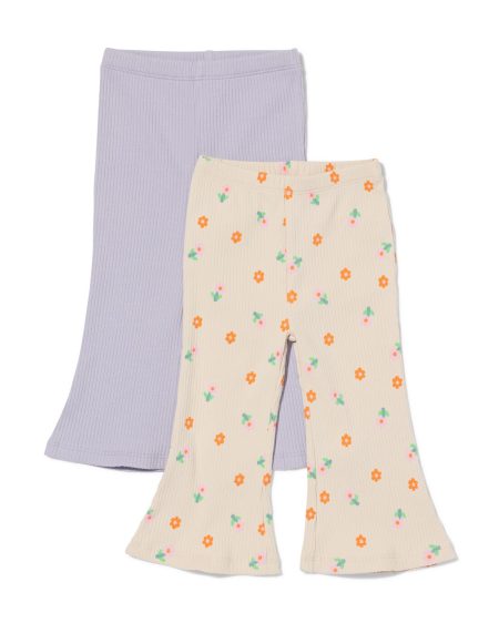 HEMA Babyleggings Flared Fit Bloemen - 2 Stuks Ecru (ecru)