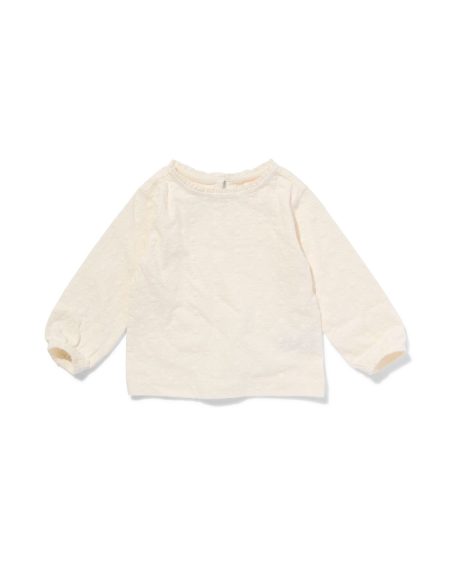 HEMA HEMA Baby T-shirt Broderie Gebroken Wit (gebroken wit)