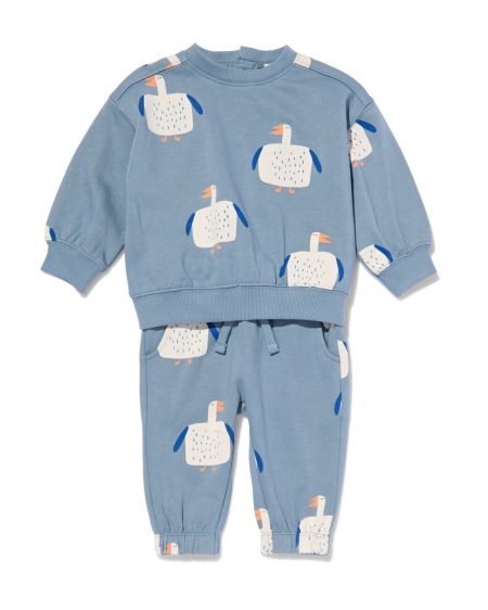 HEMA Baby Kledingset Sweater En Broek Eendjes Blauw (blauw)