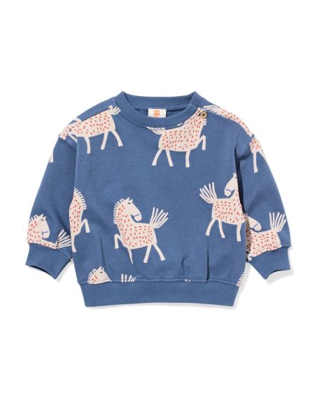 HEMA Baby Sweater Paarden Blauw (blauw)