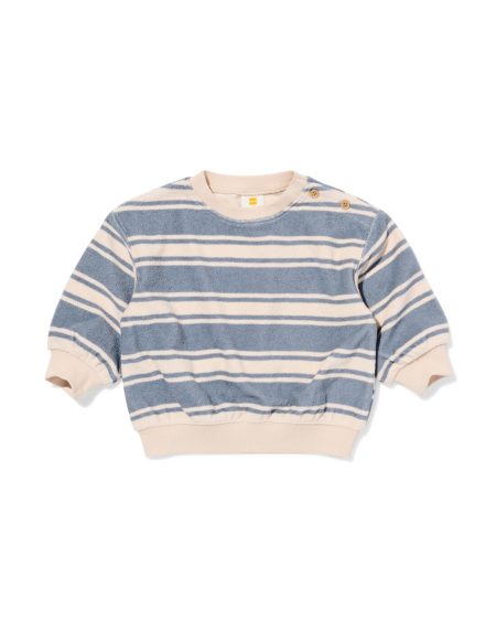 HEMA Baby Sweater Terry Strepen Blauw (blauw)