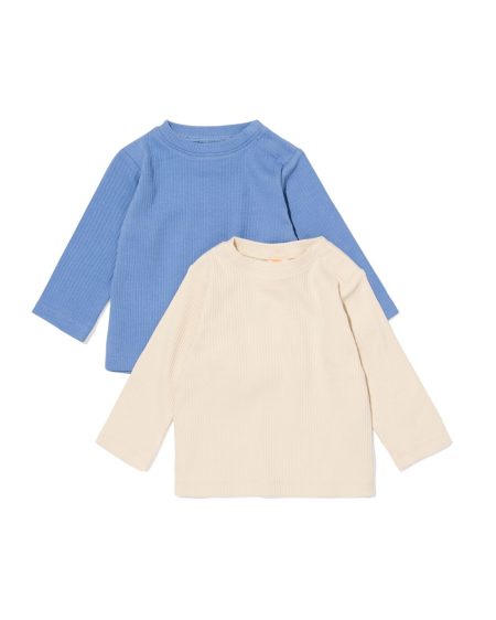 HEMA HEMA Baby T-shirt Rib Jersey - 2 Stuks Blauw (blauw)