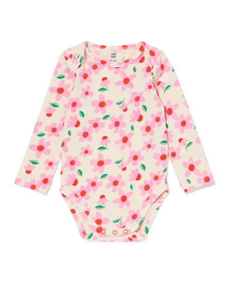HEMA HEMA Romper Met Stretch Bloemen Roze (roze)