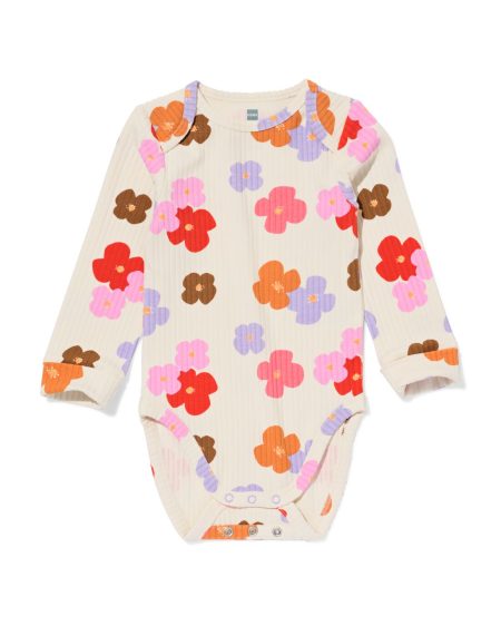 HEMA HEMA Meegroeiromper Ecovero™ Bloemen Gebroken Wit (gebroken wit)