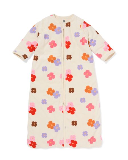 HEMA HEMA Slaapzak Met Afneembare Mouwen Velvet 3.0tog Bloemen Gebroken Wit (gebroken wit)