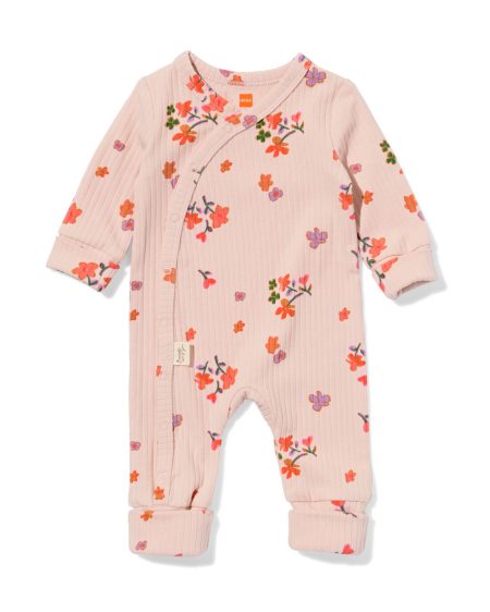 HEMA Newborn Meegroei Boxpakje LENZING™ ECOVERO™ Rib Bloemen Lichtroze (lichtroze)