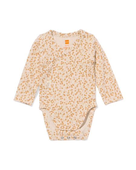 HEMA Newborn Meegroei Overslagromper LENZING™ ECOVERO™ Rib Animal Ecru (ecru)