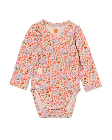 HEMA Newborn Meegroei Overslagromper LENZING™ ECOVERO™ Rib Bloemen Ecru (ecru)