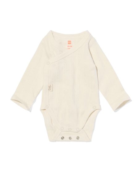 HEMA Newborn Meegroei Overslagromper Rib Ajour Stretch Ecru (ecru)