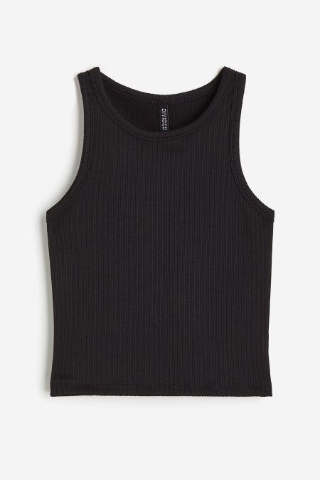 H & M - Geribde tanktop - Zwart