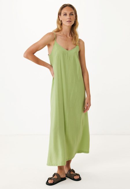 Jurk met hammered finish Groen