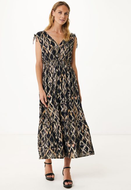 Maxijurk Ikat Lurex Jaquard Zwart