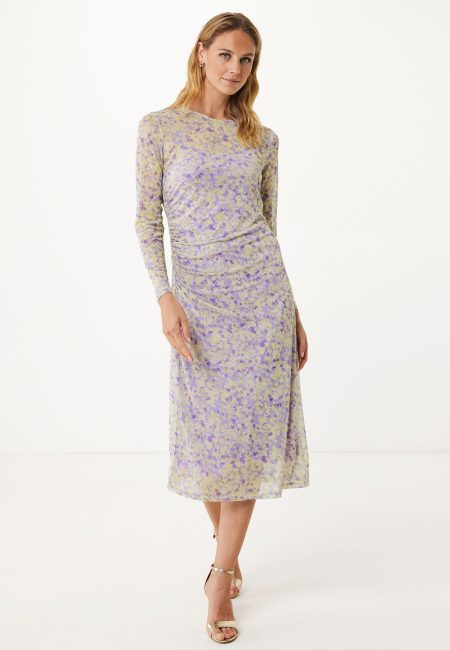 Jurk Mesh met Bloemenprint Paars