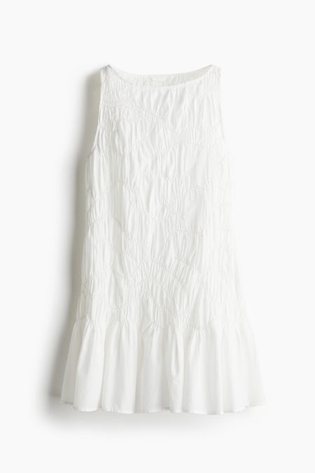 H & M - Ingerimpelde katoenen jurk - Wit