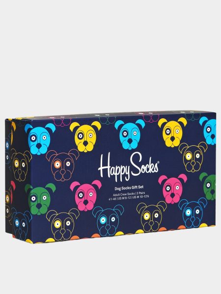 Happy Socks Cadeaubox sokken 3-pack mixed dog socks gift se xdog08/0150