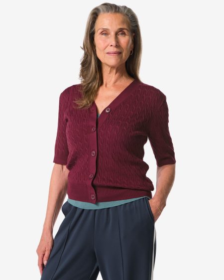 051 Dames Kabelvest Rosie Bordeauxrood (bordeauxrood)