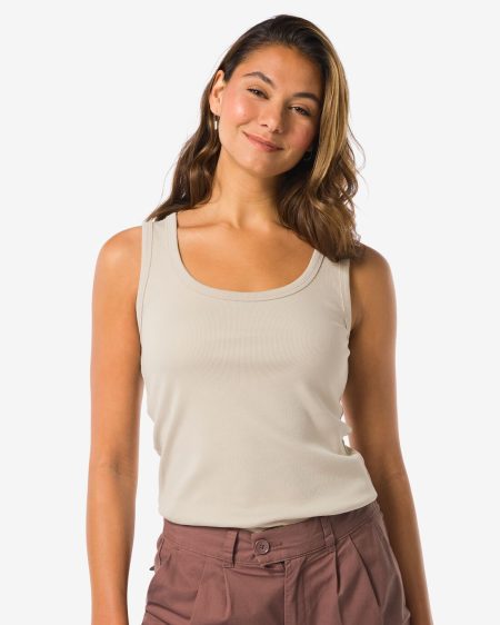 HEMA HEMA Dames Tanktop Anouk Rib Zand (zand)