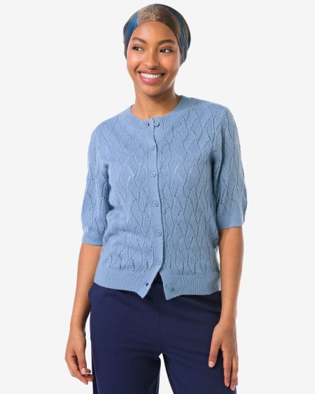 HEMA HEMA Damesvest Golda Ajour Blauw (blauw)