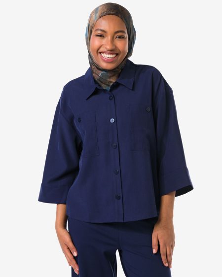 HEMA HEMA Damesblouse Dora Donkerblauw (donkerblauw)