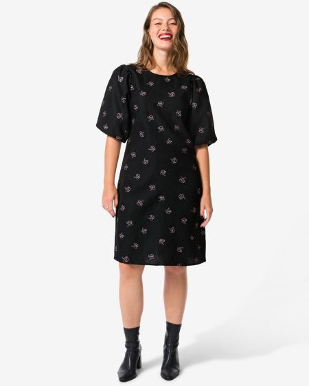 HEMA HEMA Damesjurk Dawn Crinkle Zwart (zwart)