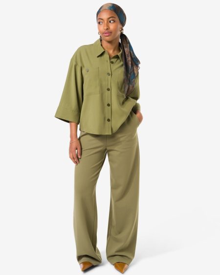 HEMA HEMA Damesbroek Wendy Wide Leg Olijf (olijf)